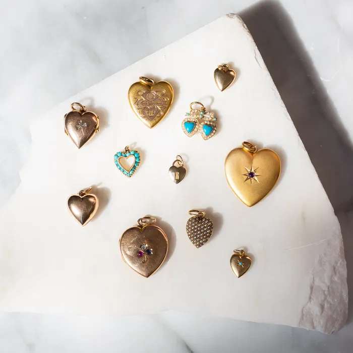 Vintage Earrings Puffy Heart 14k Gold Charm