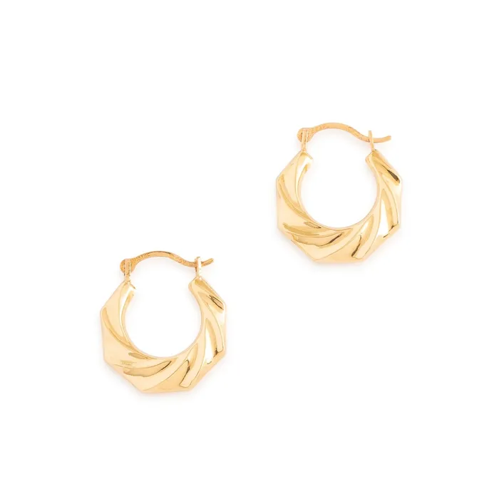 Vintage Earrings Wavy 10k Gold Petite Hoop Earrings