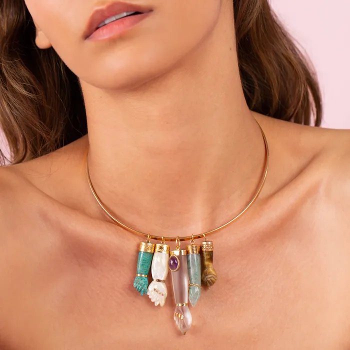Vintage PreStyled Sets Amazonite and 18k Gold Figa Charm
