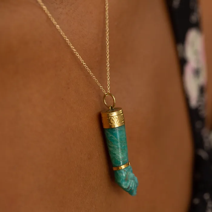 Vintage PreStyled Sets Amazonite and 18k Gold Figa Charm