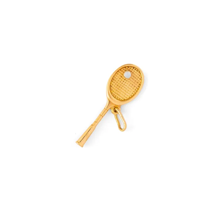 Vintage PreStyled Sets Tennis Racket and Ball 14k Gold Charm