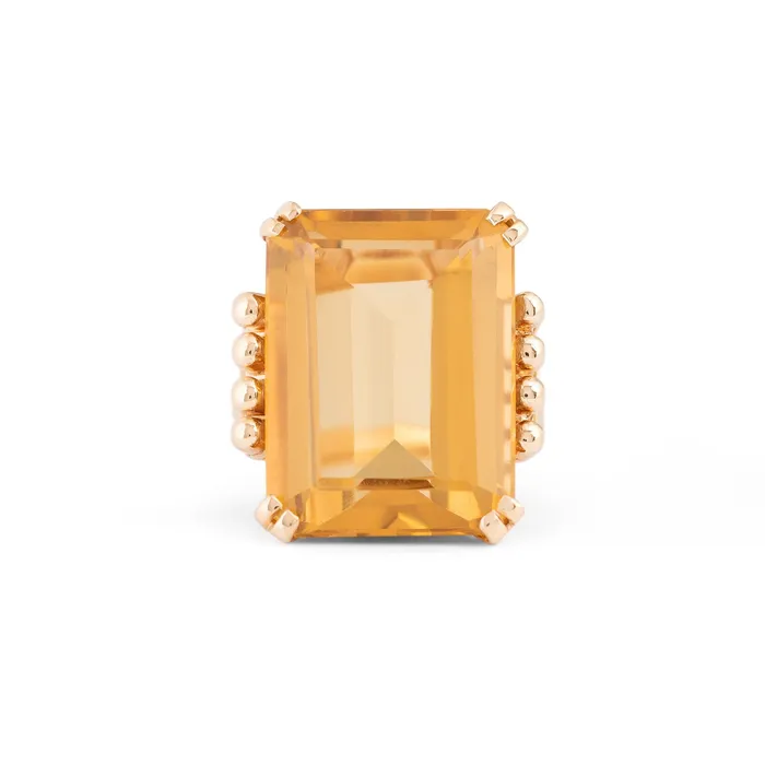 Vintage Rings Citrine and 14k Gold Cocktail Ring