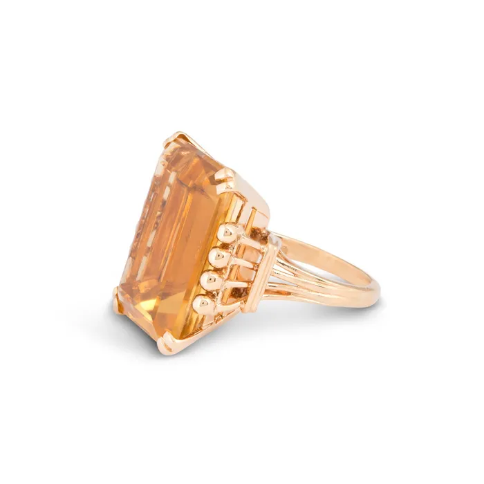 Vintage Rings Citrine and 14k Gold Cocktail Ring