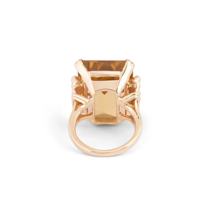 Vintage Rings Citrine and 14k Gold Cocktail Ring