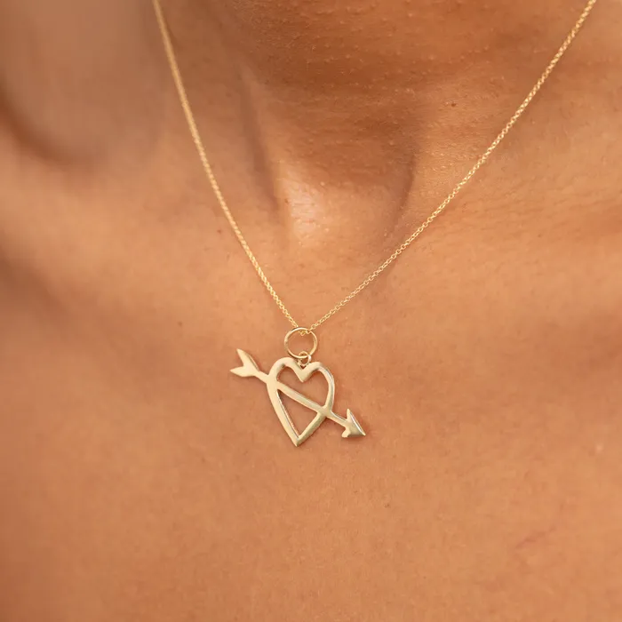 Vintage Rings Open Heart And Arrow 14K Gold Charm