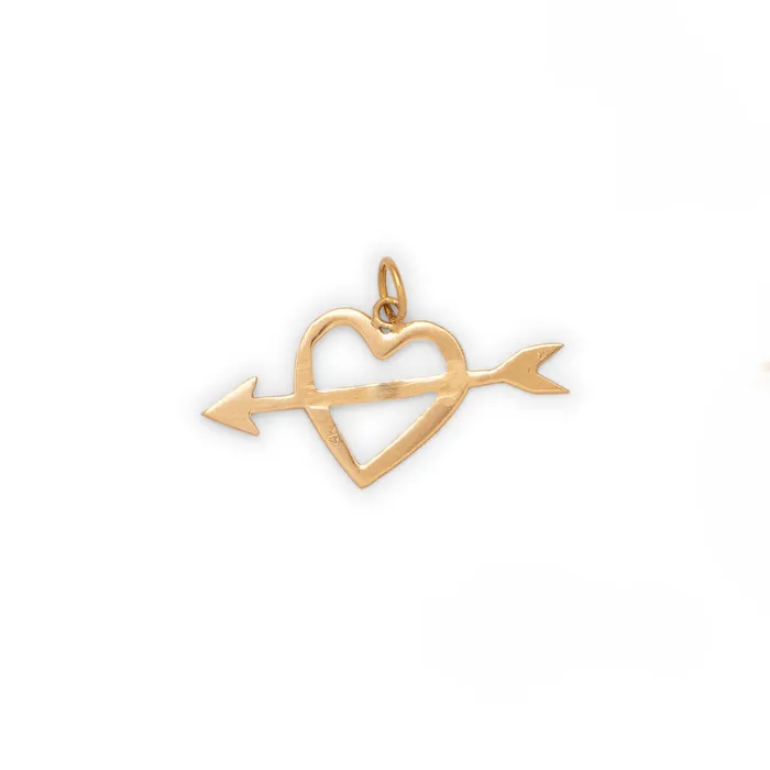 Vintage Rings Open Heart And Arrow 14K Gold Charm