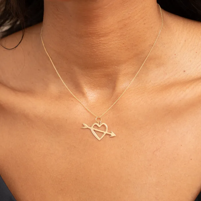 Vintage Rings Open Heart And Arrow 14K Gold Charm