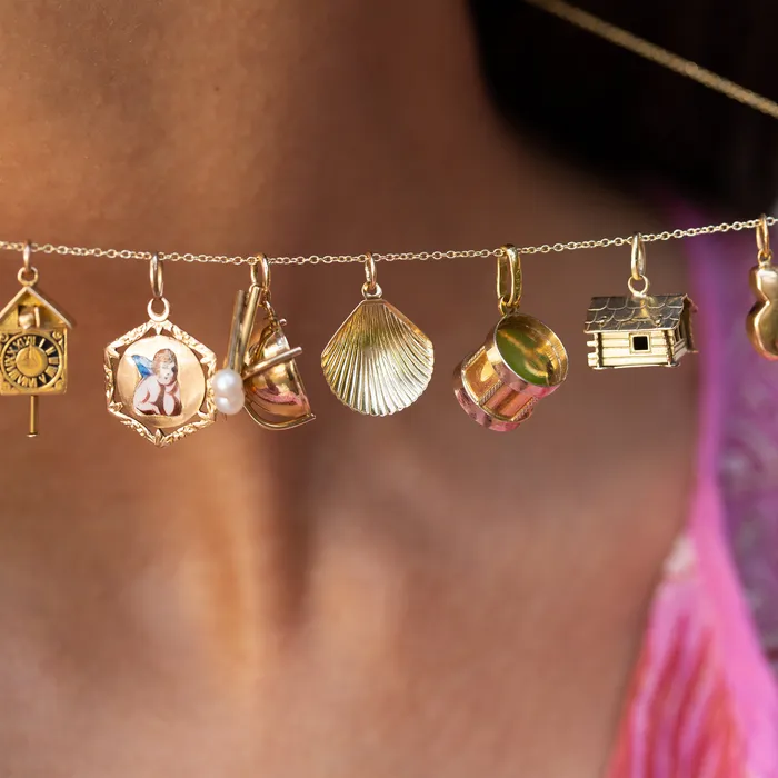Vintage Rustic Cabin 14k Gold Charm Earrings