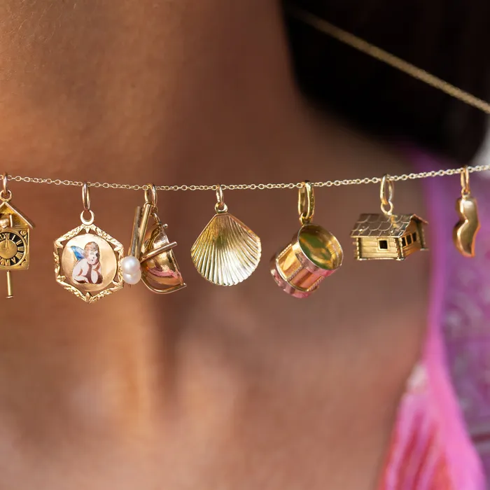 Vintage Rustic Cabin 14k Gold Charm Earrings