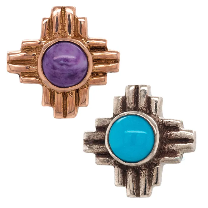 Zia Large Stone Cabochon Threaded End in Gold LeRoi Earrings