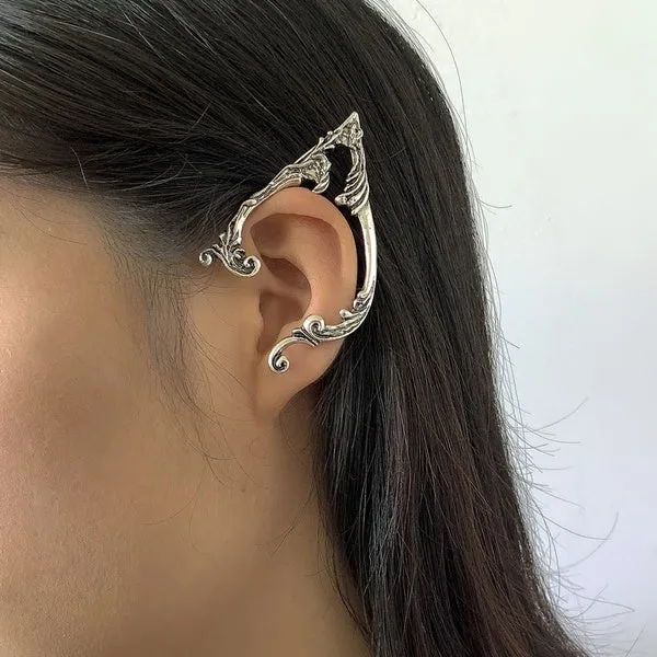01 Earrings E1662 Silver Decorated SINGLE LEFT EAR Earring