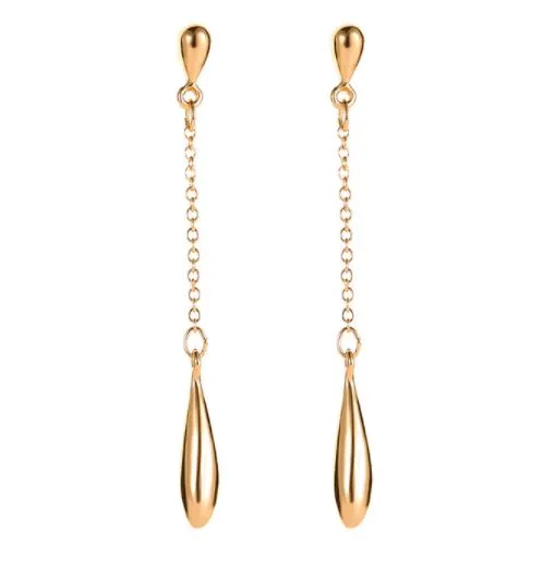 01 Earrings E777 Gold Chain Drop Earrings