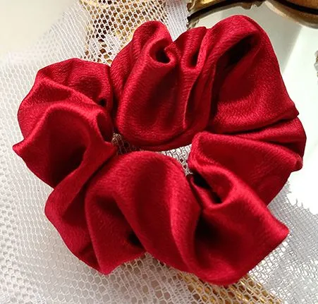 02 Earrings H782 Red Sateen Hair Scrunchie