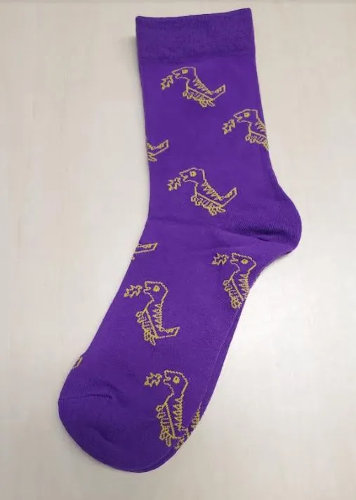 02 Earrings SF52 Purple Dinosaur Socks