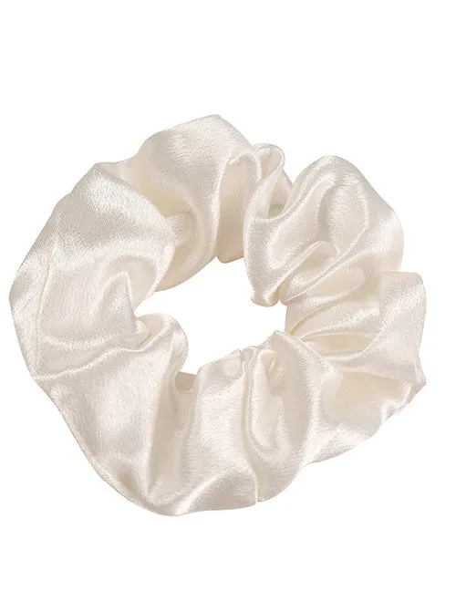 02 Rings H547 White Sateen Hair Scrunchie