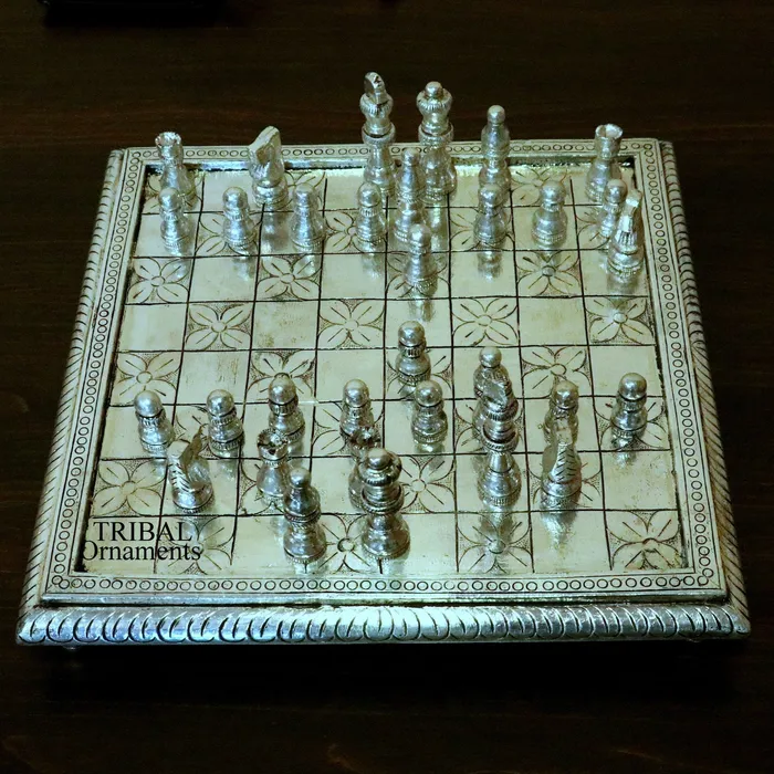 12 x 12 925 sterling silver chessboard Amazing customized handcrafted design on wooden base Amazing Royal silver gift article india sf10 TRIBAL ORNAMENTS Necklaces 12 x 12 925 sterling silver chessboard Amazing customized handcrafted design on wooden base Amazing Royal silver gift article india sf10 TRIBAL ORNAMENTS Necklaces