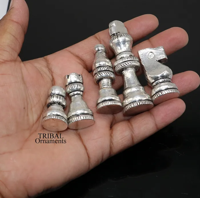 12 x 12 925 sterling silver chessboard Amazing customized handcrafted design on wooden base Amazing Royal silver gift article india sf10 TRIBAL ORNAMENTS Necklaces