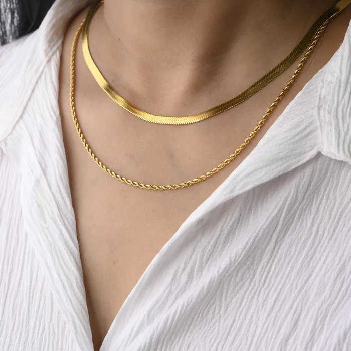 18K GoldFilled Double Layer Necklace Set Jewelvers PreStyled Sets