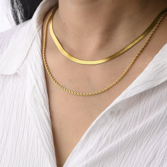 18K GoldFilled Double Layer Necklace Set Jewelvers PreStyled Sets