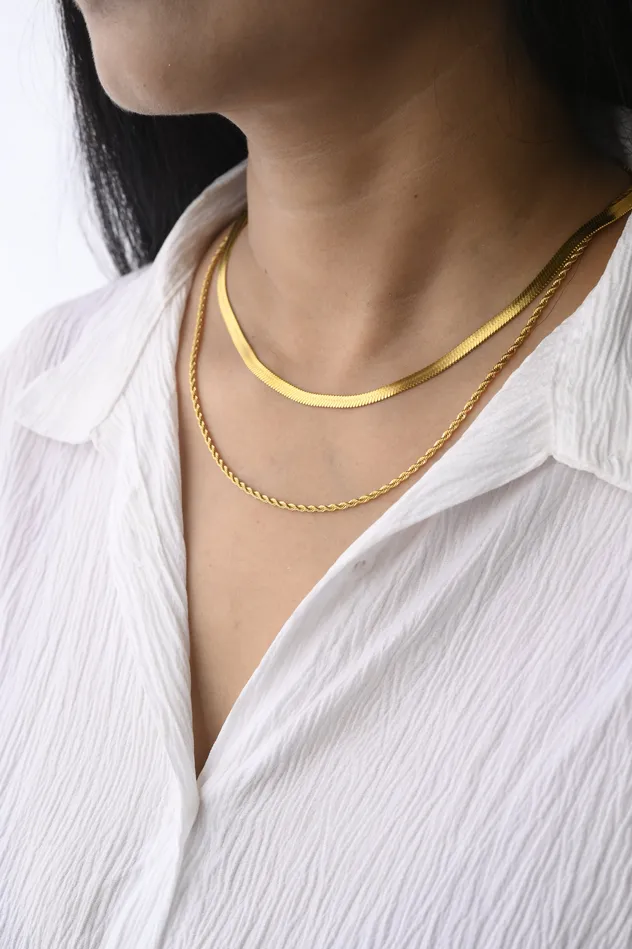 18K GoldFilled Double Layer Necklace Set Jewelvers PreStyled Sets