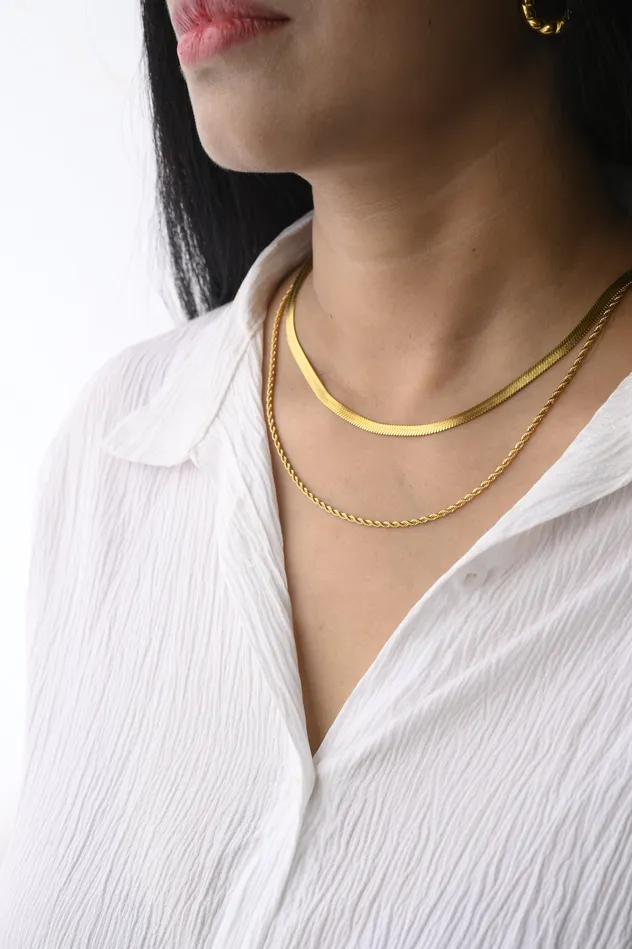 18K GoldFilled Double Layer Necklace Set Jewelvers PreStyled Sets