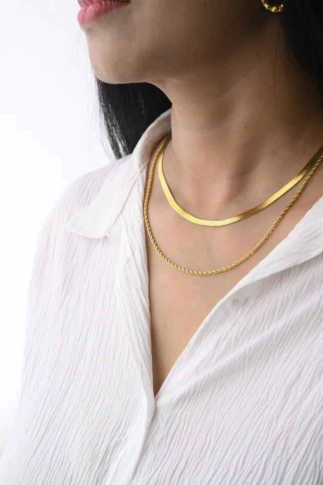 18K GoldFilled Double Layer Necklace Set Jewelvers PreStyled Sets