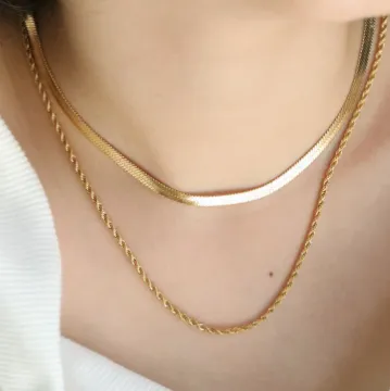 18K GoldFilled Double Layer Necklace Set Jewelvers PreStyled Sets