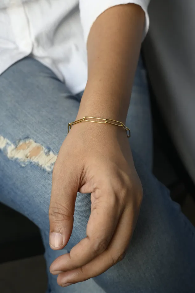 18k GoldFilled Long Link Chain Bracelet Jewelvers Bracelets