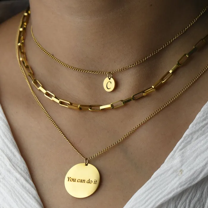 18K GoldFilled Personalized Disc Necklace Custom Engraved Necklace Triple Layer Necklace Initial Pendant Necklace Jewelvers Necklaces 18K GoldFilled Personalized Disc Necklace Custom Engraved Necklace Triple Layer Necklace Initial Pendant Necklace Jewelvers Necklaces