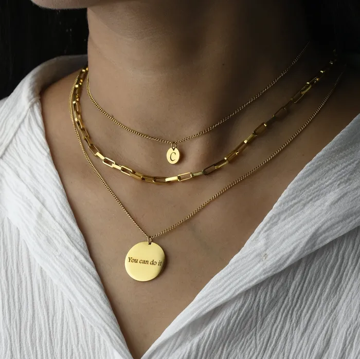 18K GoldFilled Personalized Disc Necklace Custom Engraved Necklace Triple Layer Necklace Initial Pendant Necklace Jewelvers Necklaces 18K GoldFilled Personalized Disc Necklace Custom Engraved Necklace Triple Layer Necklace Initial Pendant Necklace Jewelvers Necklaces