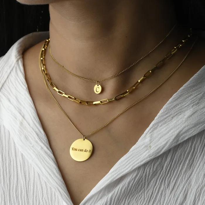 18K GoldFilled Personalized Disc Necklace Custom Engraved Necklace Triple Layer Necklace Initial Pendant Necklace Jewelvers Necklaces 18K GoldFilled Personalized Disc Necklace Custom Engraved Necklace Triple Layer Necklace Initial Pendant Necklace Jewelvers Necklaces