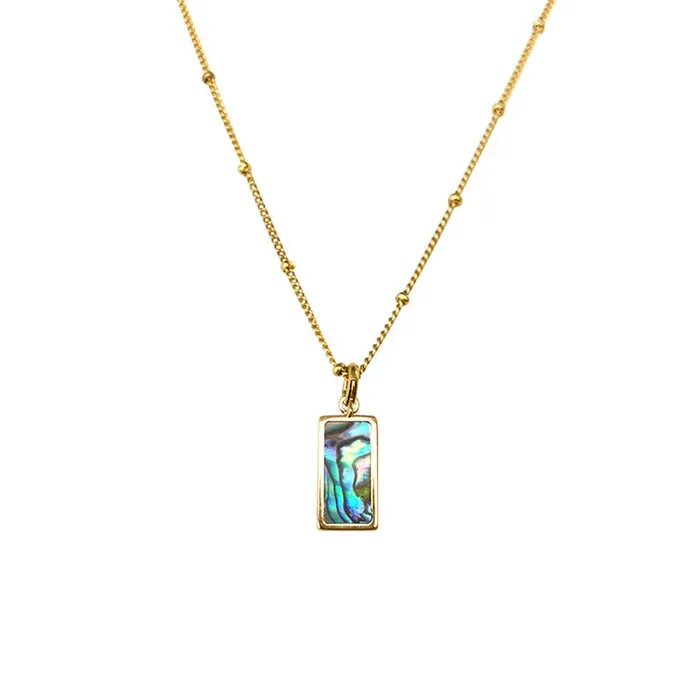 18K GoldFilled Rectangle Shell Pendant Necklace Jewelvers Necklaces