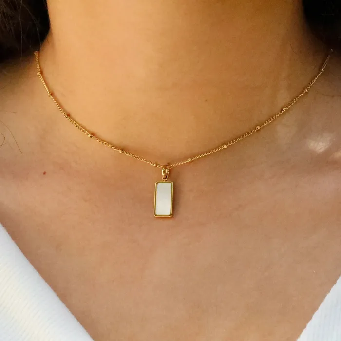 18K GoldFilled Rectangle Shell Pendant Necklace Jewelvers Necklaces