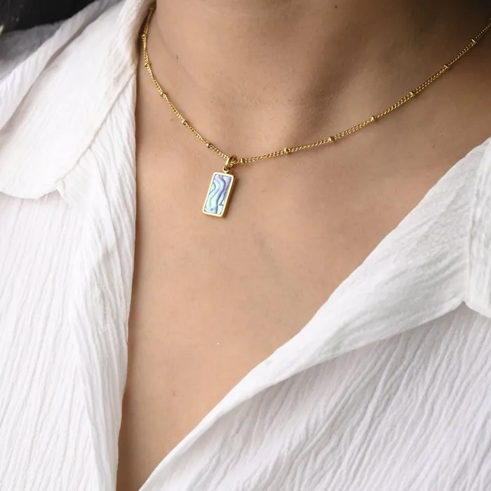 18K GoldFilled Rectangle Shell Pendant Necklace Jewelvers Necklaces