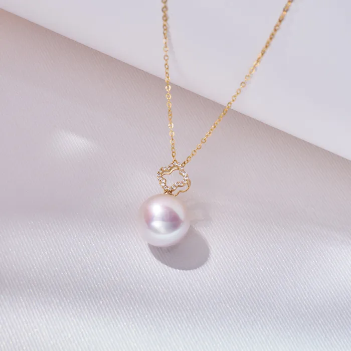 18k Solid Gold Edison Pearl Necklace KN00226 Pearly Lustre Necklaces