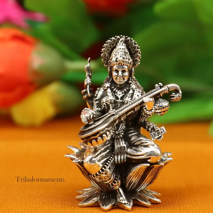25 small 925 Sterling silver handmade customized Hindu idol Saraswati sharda maa statue puja article figurine home dcor Articles art57 TRIBAL ORNAMENTS Rings 25 small 925 Sterling silver handmade customized Hindu idol Saraswati sharda maa statue puja article figurine home dcor Articles art57 TRIBAL ORNAMENTS Rings