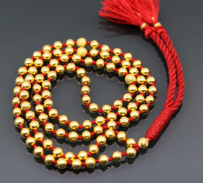 20 karat yellow gold handmade fabulous 108 beads japp mala with guru and market beads japp malaexcellent japping mantra meditation necklace TRIBAL ORNAMENTS Necklaces