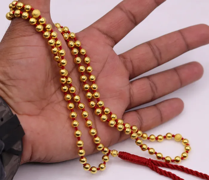 20 karat yellow gold handmade fabulous 108 beads japp mala with guru and market beads japp malaexcellent japping mantra meditation necklace TRIBAL ORNAMENTS Necklaces