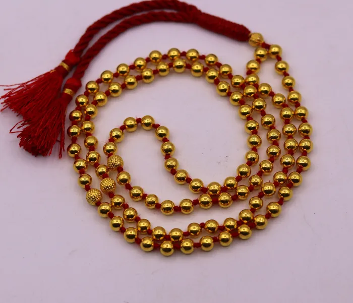20 karat yellow gold handmade fabulous 108 beads japp mala with guru and market beads japp malaexcellent japping mantra meditation necklace TRIBAL ORNAMENTS Necklaces