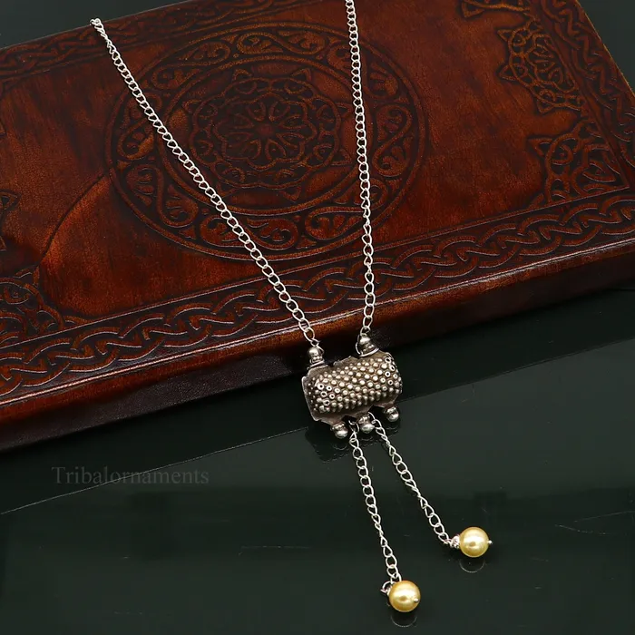 22 inches long adjustable 925 sterling silver chain necklace with gorgeous antique pendant best gifting elegant tribal necklace set225 TRIBAL ORNAMENTS Necklaces