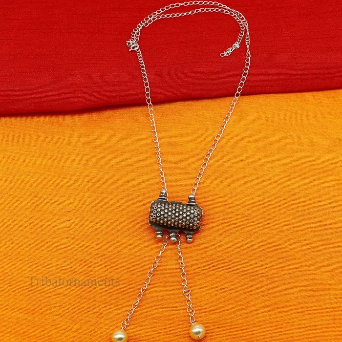 22 inches long adjustable 925 sterling silver chain necklace with gorgeous antique pendant best gifting elegant tribal necklace set225 TRIBAL ORNAMENTS Necklaces