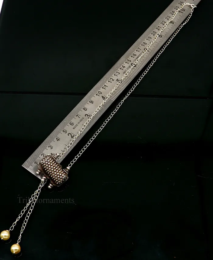 22 inches long adjustable 925 sterling silver chain necklace with gorgeous antique pendant best gifting elegant tribal necklace set225 TRIBAL ORNAMENTS Necklaces