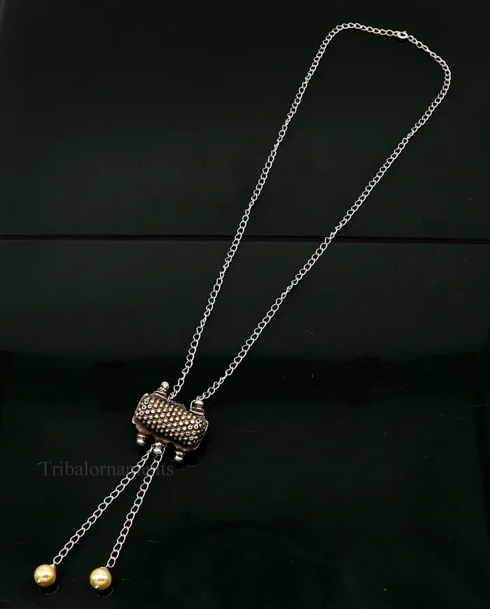22 inches long adjustable 925 sterling silver chain necklace with gorgeous antique pendant best gifting elegant tribal necklace set225 TRIBAL ORNAMENTS Necklaces