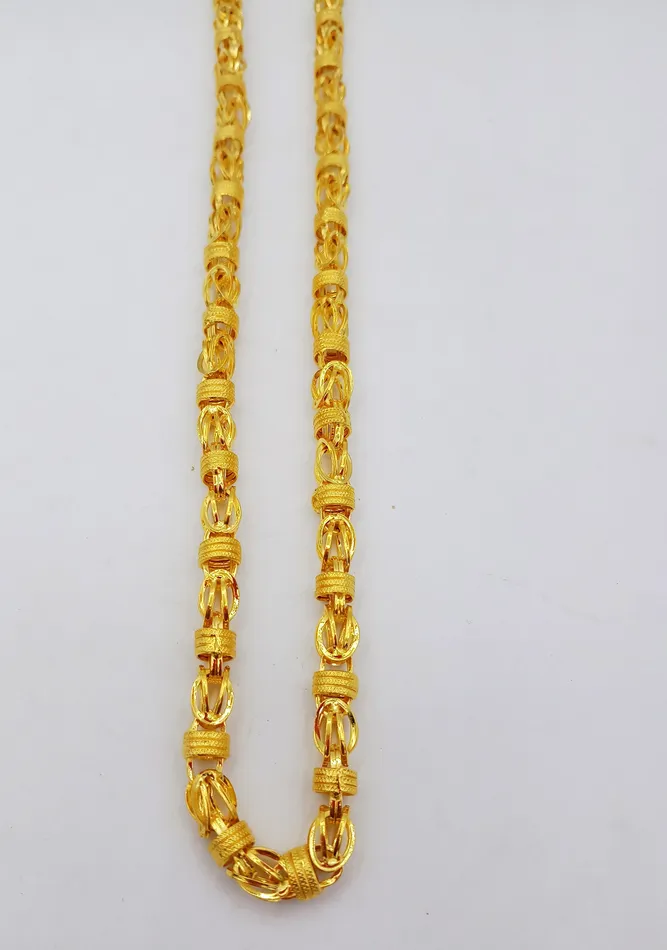 22karat yellow gold handmade 20 inches long amazing byzantine chain necklace certified india jewelry for unisex gifting TRIBAL ORNAMENTS Necklaces