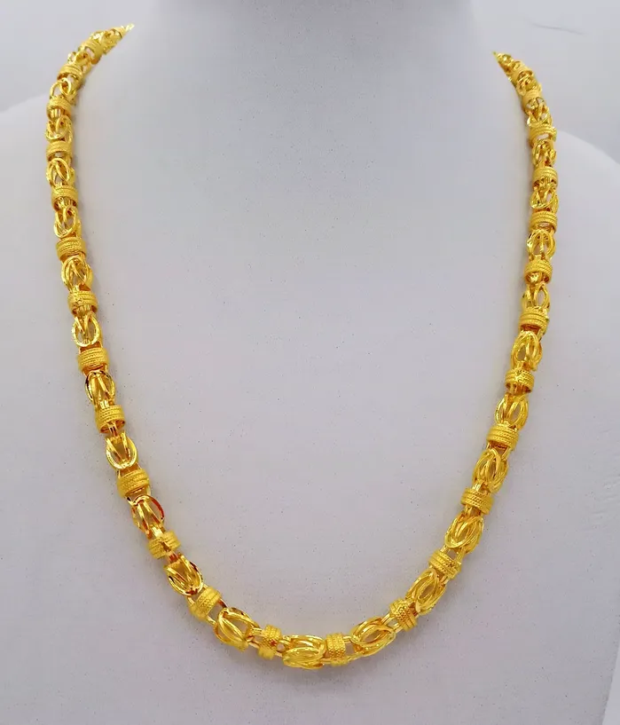 22karat yellow gold handmade 20 inches long amazing byzantine chain necklace certified india jewelry for unisex gifting TRIBAL ORNAMENTS Necklaces