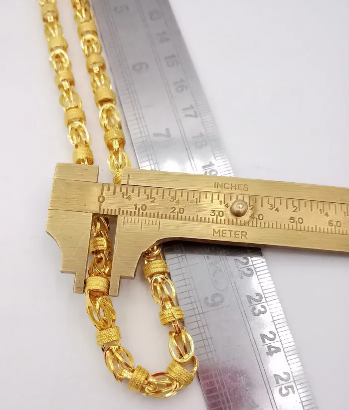 22karat yellow gold handmade 20 inches long amazing byzantine chain necklace certified india jewelry for unisex gifting TRIBAL ORNAMENTS Necklaces