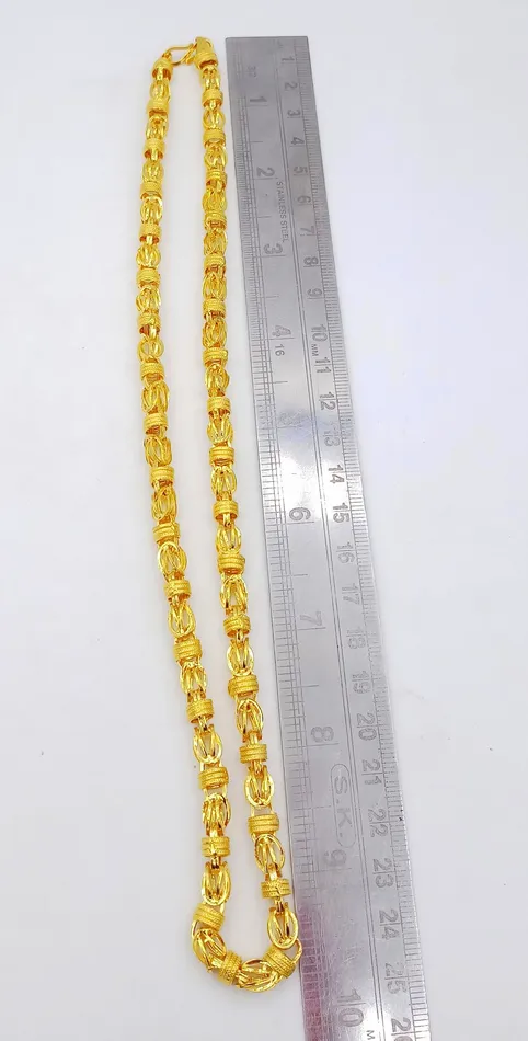 22karat yellow gold handmade 20 inches long amazing byzantine chain necklace certified india jewelry for unisex gifting TRIBAL ORNAMENTS Necklaces