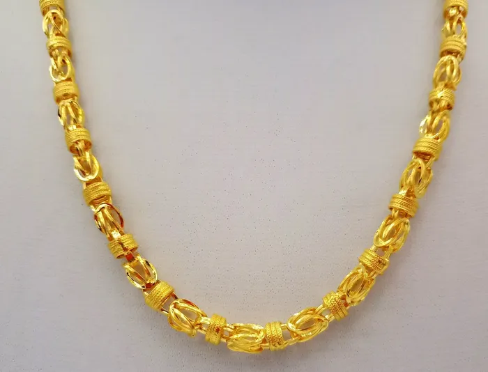 22karat yellow gold handmade 20 inches long amazing byzantine chain necklace certified india jewelry for unisex gifting TRIBAL ORNAMENTS Necklaces