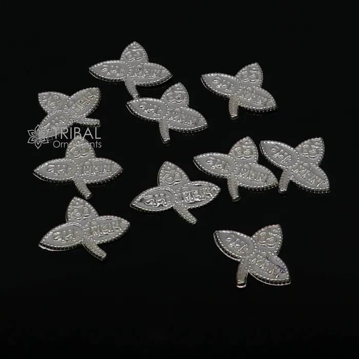 2x2 cm Lord Shiva 10 bel Patra Solid silver handmade solid belva patra shiva worshipping puja article bel tree leaves for puja su1247 TRIBAL ORNAMENTS Necklaces