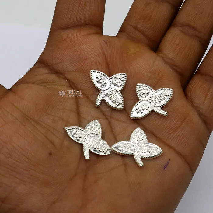 2x2 cm Lord Shiva 10 bel Patra Solid silver handmade solid belva patra shiva worshipping puja article bel tree leaves for puja su1247 TRIBAL ORNAMENTS Necklaces